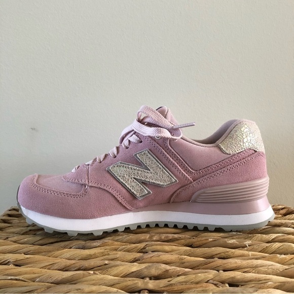 New Balance 574 Light Pink Shattered Pearl Lace Up Sneakers 6.5 - Picture 7 of 8